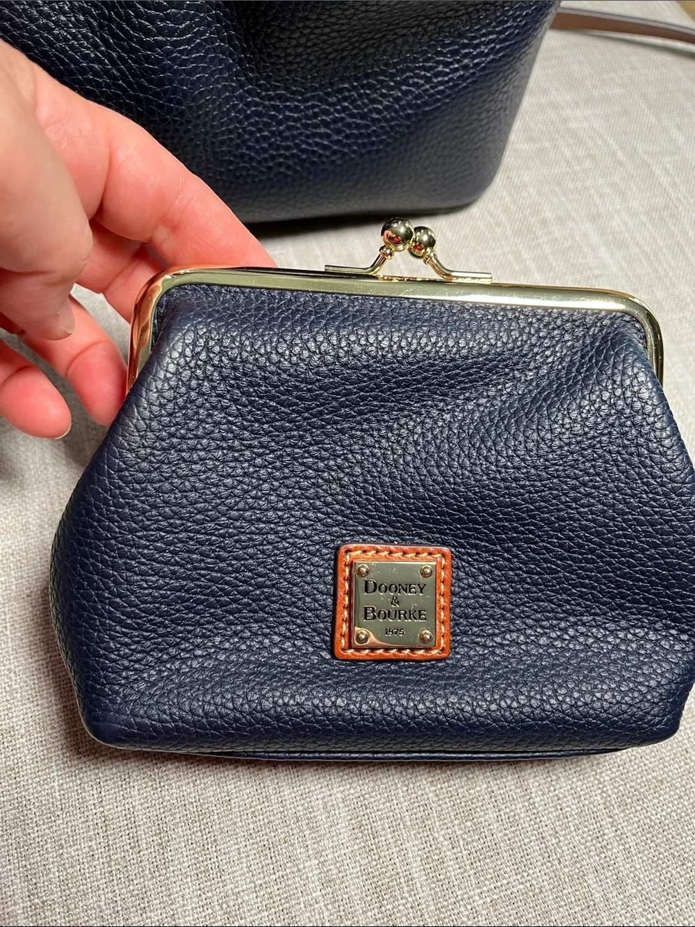 Dooney & Bourke Navy Leather  Mini Barlow with Kisslock Coin Purse